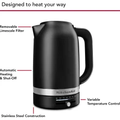 KitchenAid Variable Temperature 5KEK1701BBM 1.7 Litre Kettle - Matt Black