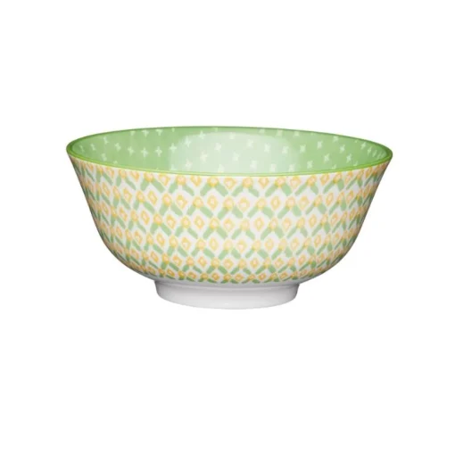 Kitchencraft Stoneware Bowl - Green Geometric