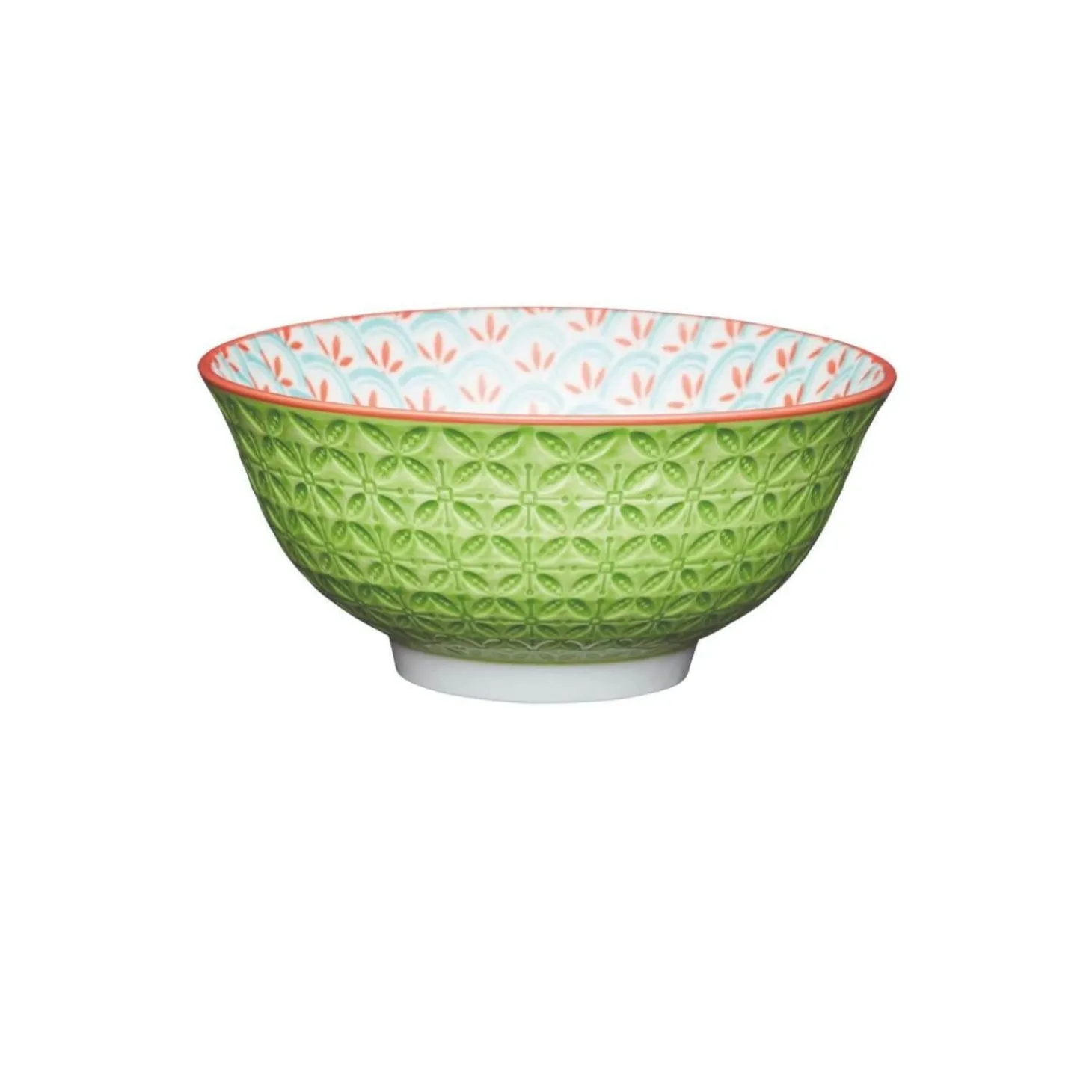 Kitchencraft Stoneware Bowl - Bright Green Geometric