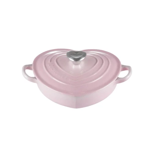 Le Creuset Cast Iron 20cm Heart Shape Dish with Lid - Shell Pink