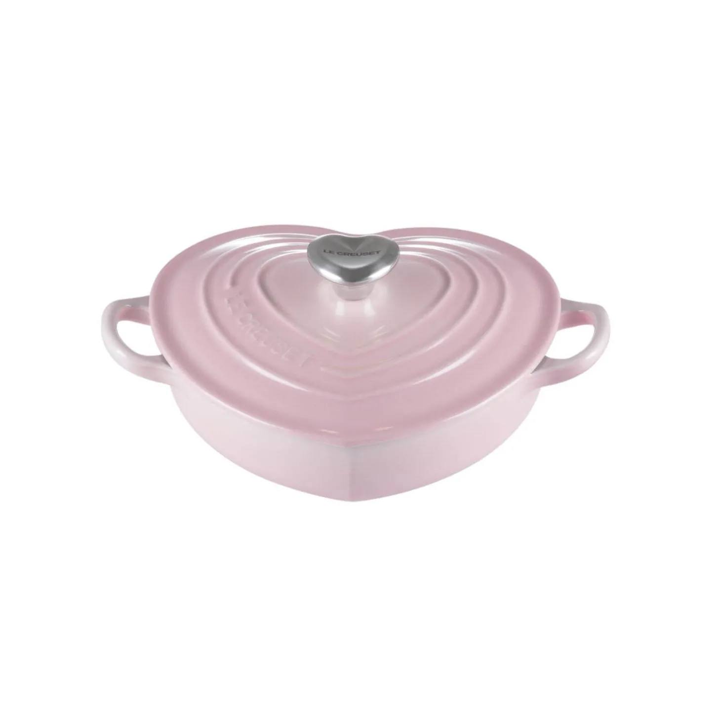 Le Creuset Cast Iron 20cm Heart Shape Dish with Lid - Shell Pink