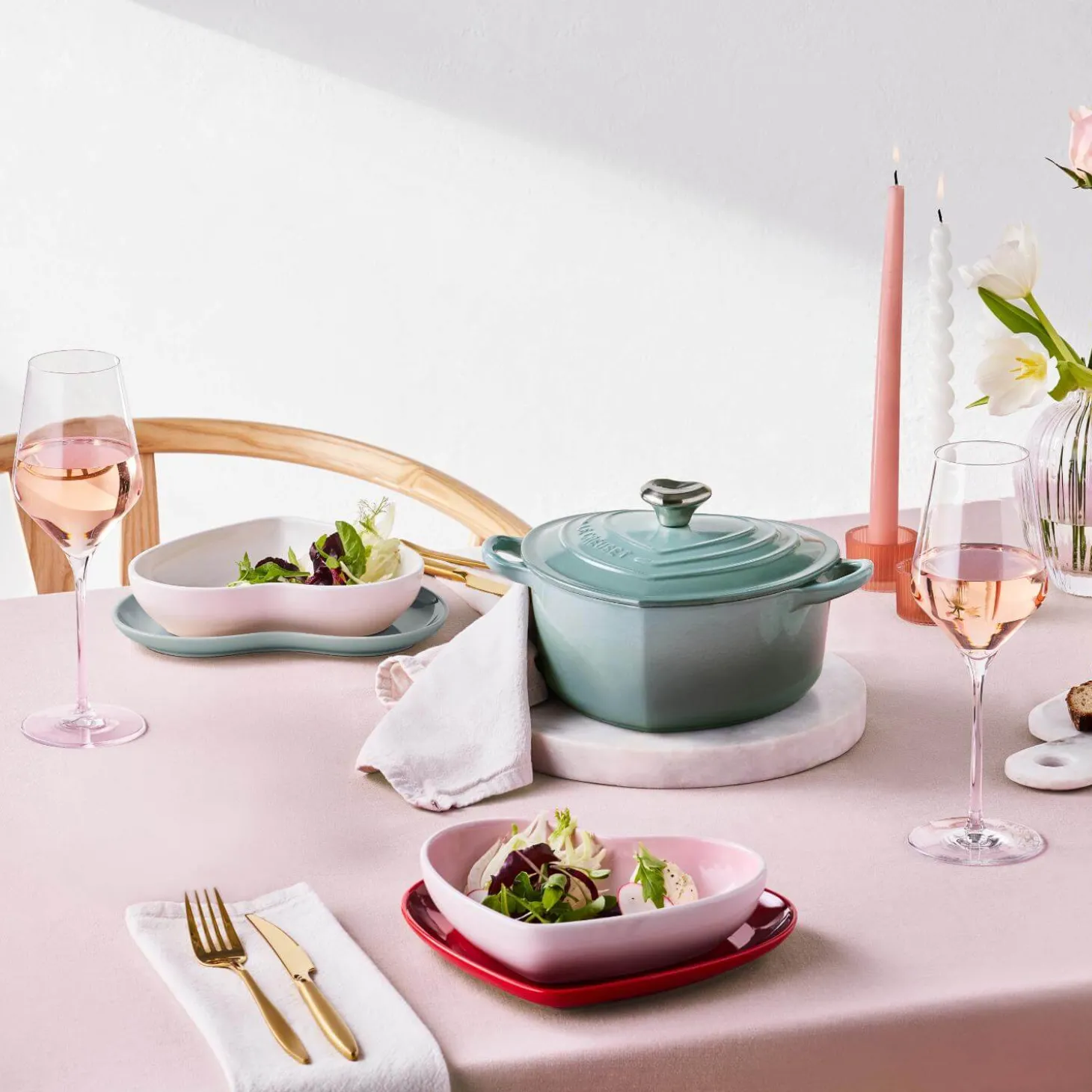 Le Creuset Cast Iron Heart Shape Casserole Dish - Sea Salt