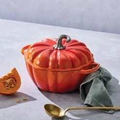 Le Creuset Halloween Cast Iron 24cm Pumpkin Casserole Dish - Volcanic