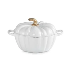 Le Creuset Halloween Signature Cast Iron 24cm Pumpkin Casserole - White