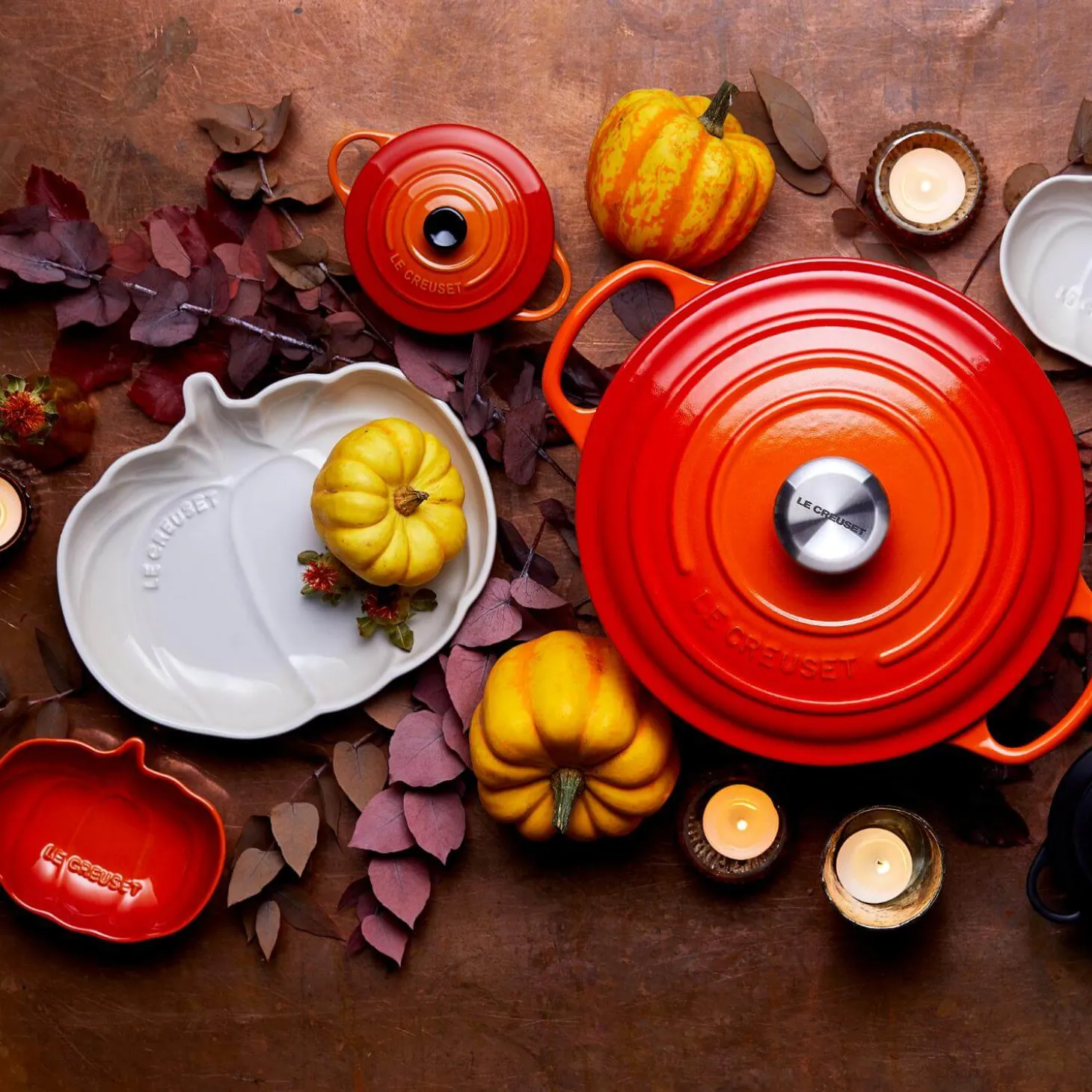 Le Creuset Halloween Stoneware Medium Pumpkin Dish - White