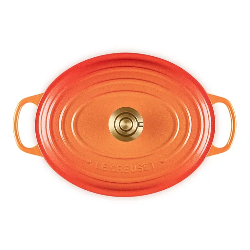 Le Creuset Limited Edition Signature 29cm Cast Iron Oval Casserole - Flamme Doree