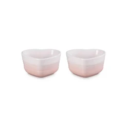 Le Creuset Set of 2 Heart Stoneware Ramekins - Shell Pink