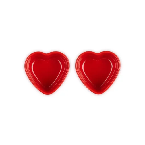 Le Creuset Set of 2 Heart Stoneware Ramekins - Cerise
