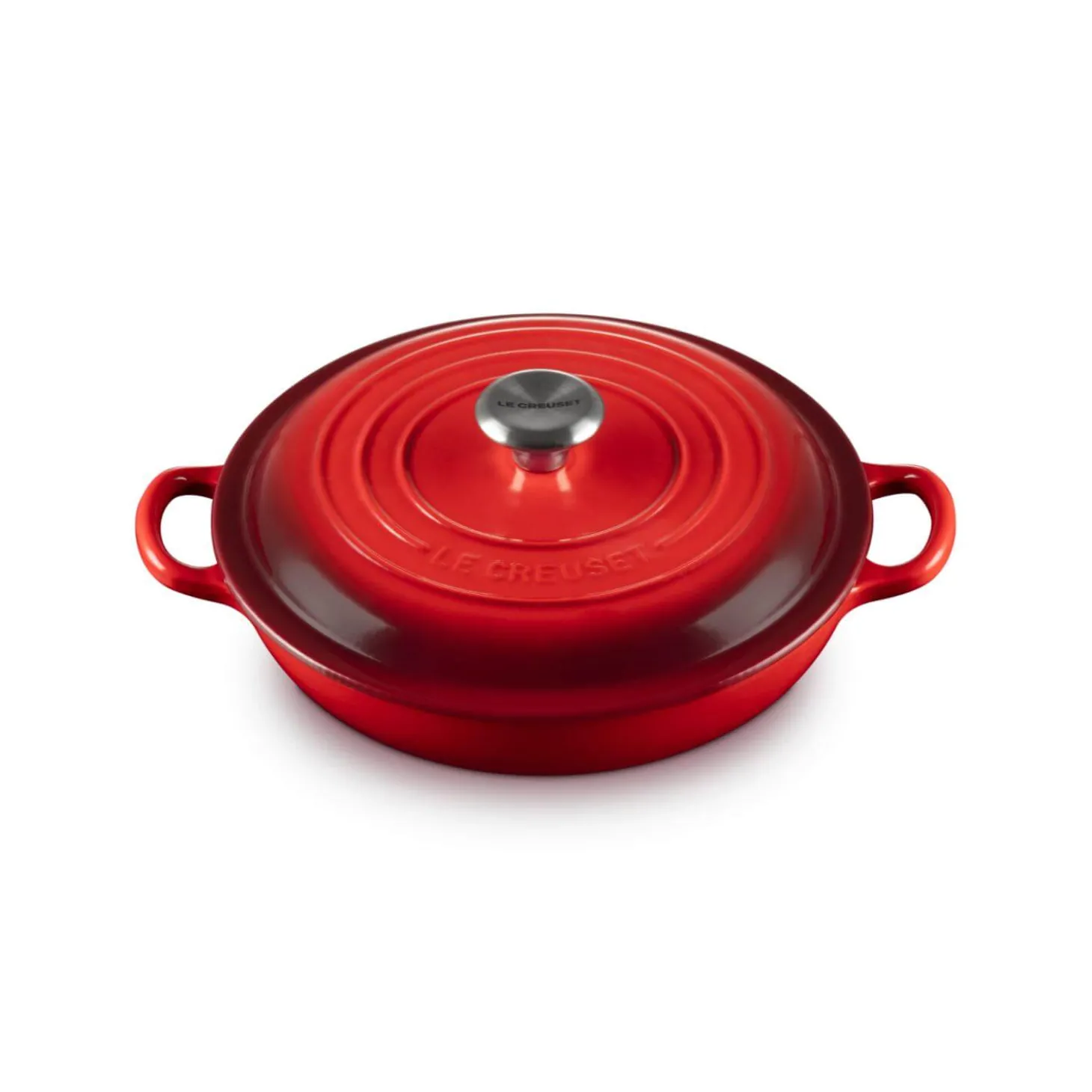 Le Creuset Signature Cast Iron 22cm Shallow Casserole - Cerise