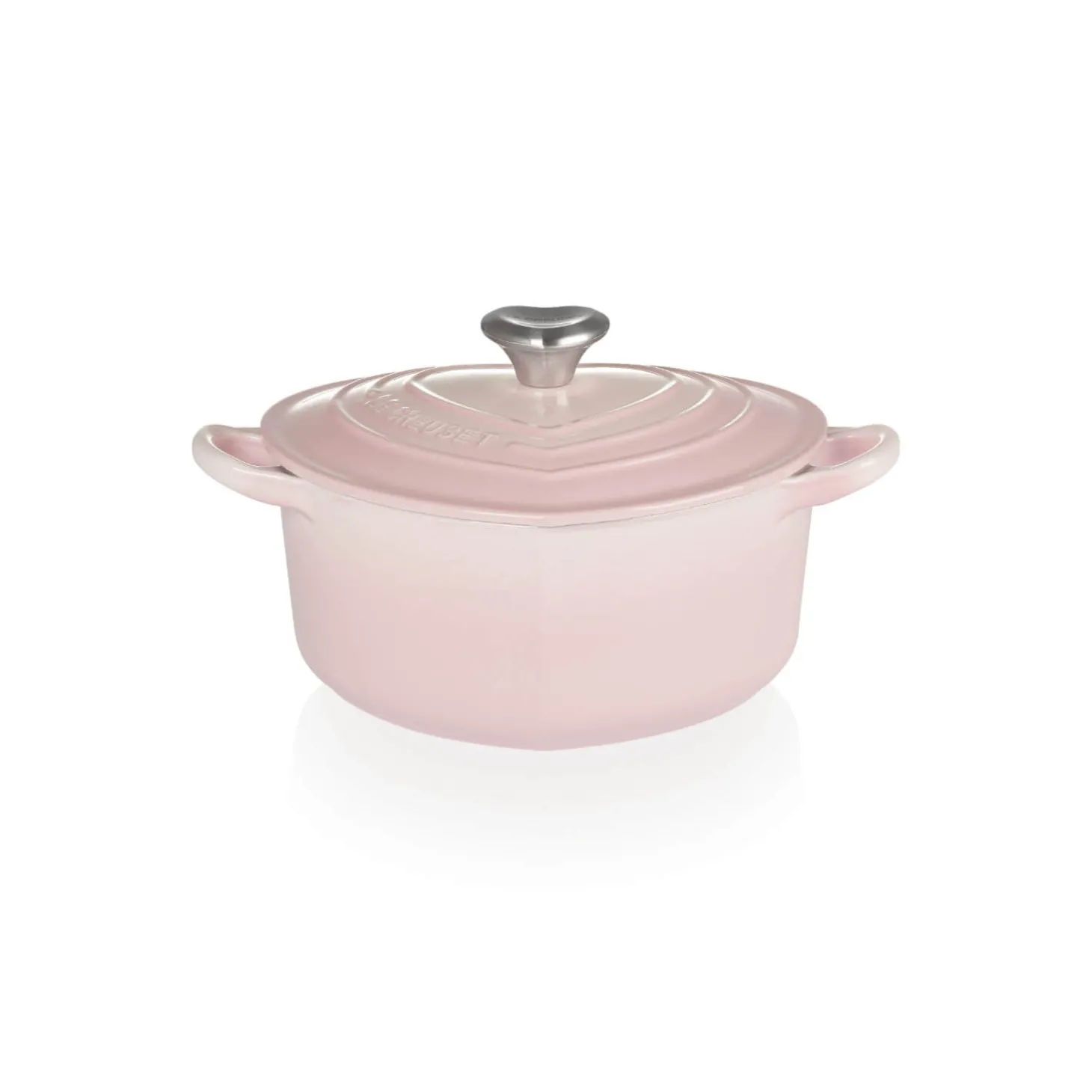 Le Creuset Signature Cast Iron 1.9 Litre Heart Casserole - Shell Pink