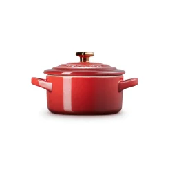 Le Creuset Stoneware Petite Casserole with Gold Heart Knob - Cerise