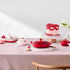 Le Creuset Stoneware Petite Casserole with Gold Heart Knob - Cerise