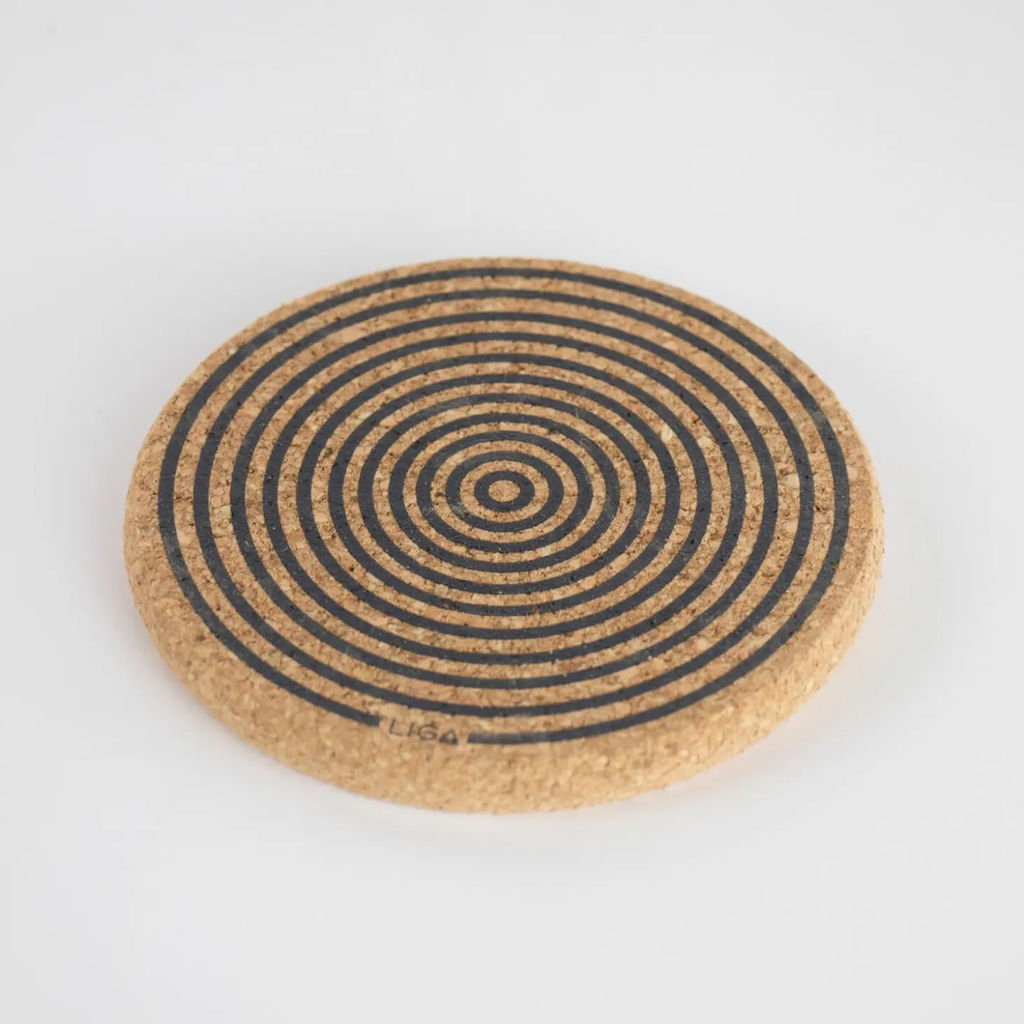 Liga Round Cork Coaster - Orbit - Grey