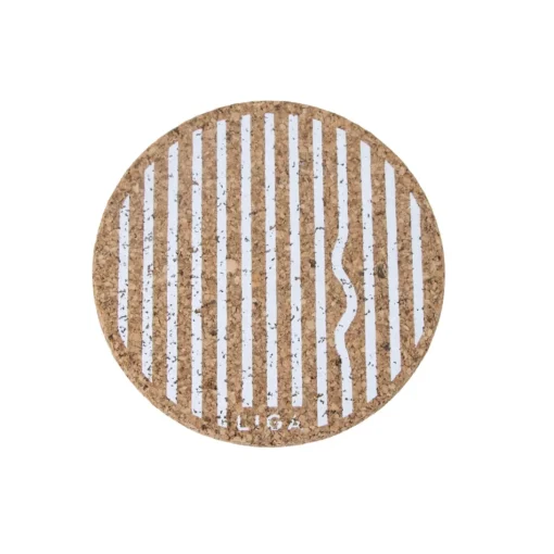 Liga Round Cork Coaster - Wiggle - White