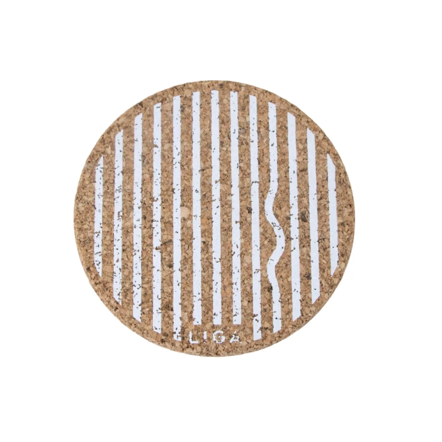 Liga Round Cork Coaster - Wiggle - White