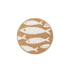 Liga Round Cork Coaster - Mackerel - White