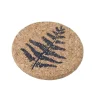 Liga Round Cork Coaster - Fern - Grey