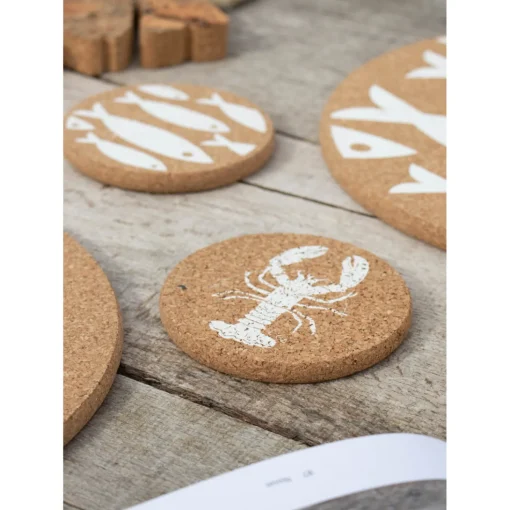 Liga Round Cork Placemat - Lobster - White