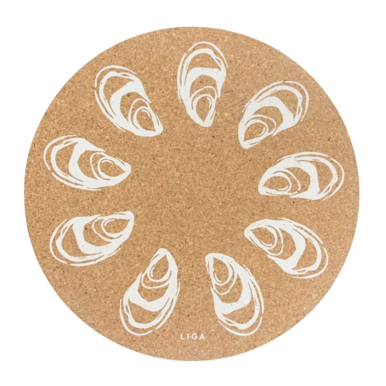 Liga Round Cork Placemat - Oyster - White
