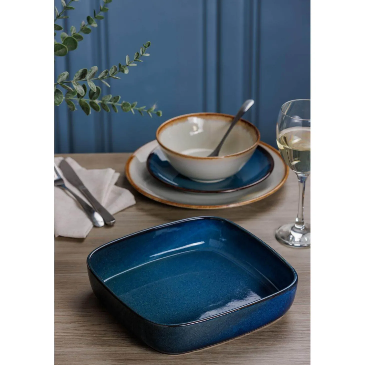 Mason Cash Reactive Blue Stoneware 24cm Square Roaster