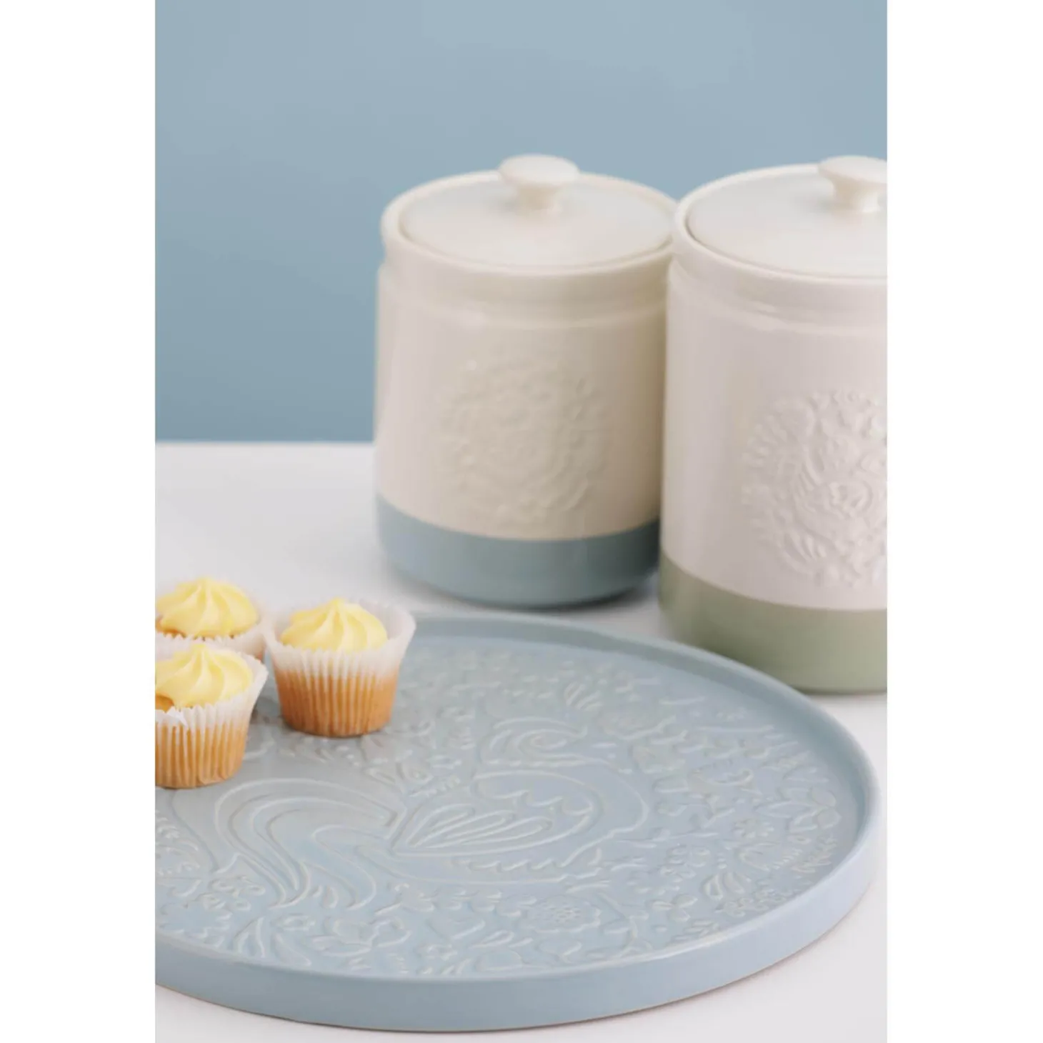 Mason Cash Stoneware Home To Roost 16cm x 11.5cm Storage Jar - Cream & Blue