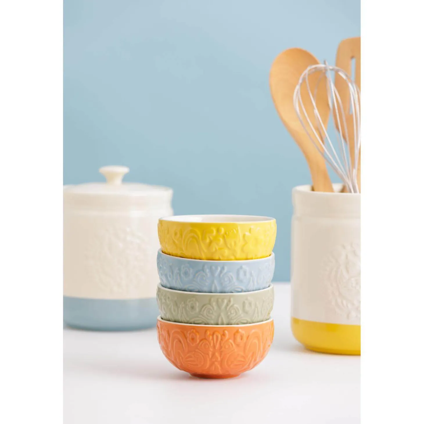 Mason Cash Stoneware Home To Roost 16cm x 11.5cm Storage Jar - Cream & Blue