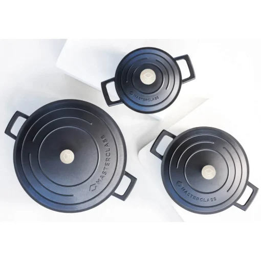 Masterclass Cast Aluminium 16cm Lightweight Round Casserole Dish - Black