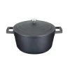 Masterclass Cast Aluminium 24cm Lightweight Round Casserole Dish - Black