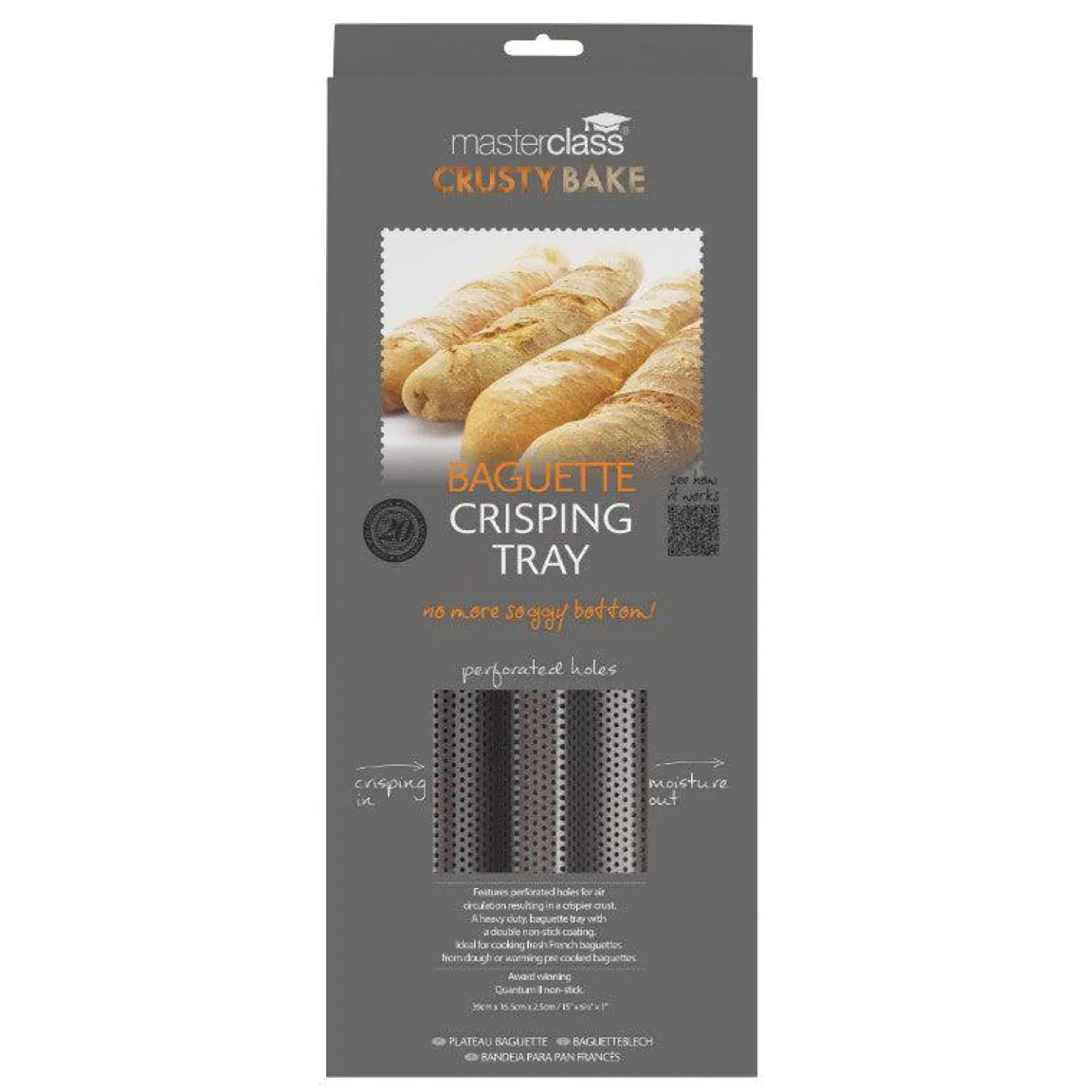 Masterclass Crusty Bake Non-Stick Baguette Tray - 39cm