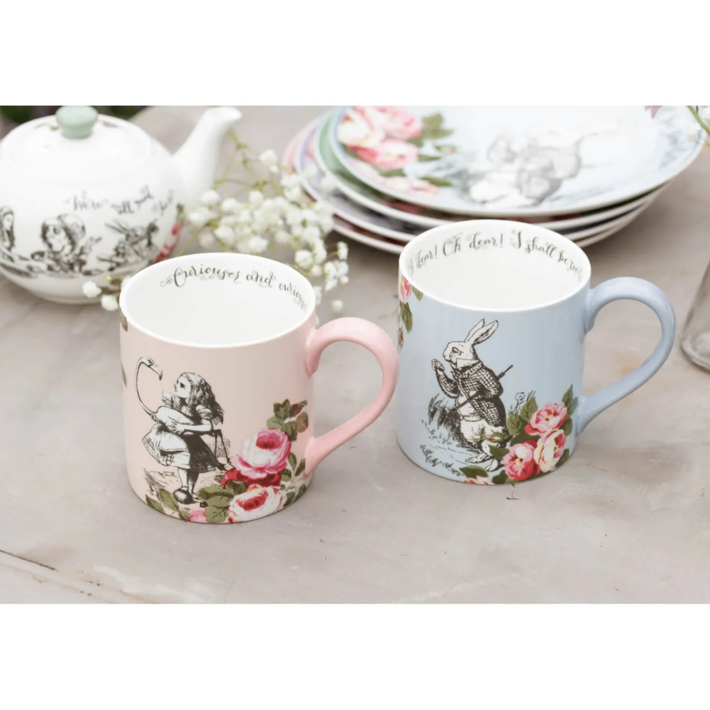 Mikasa V&A Alice In Wonderland His & Hers Bone China Mugs