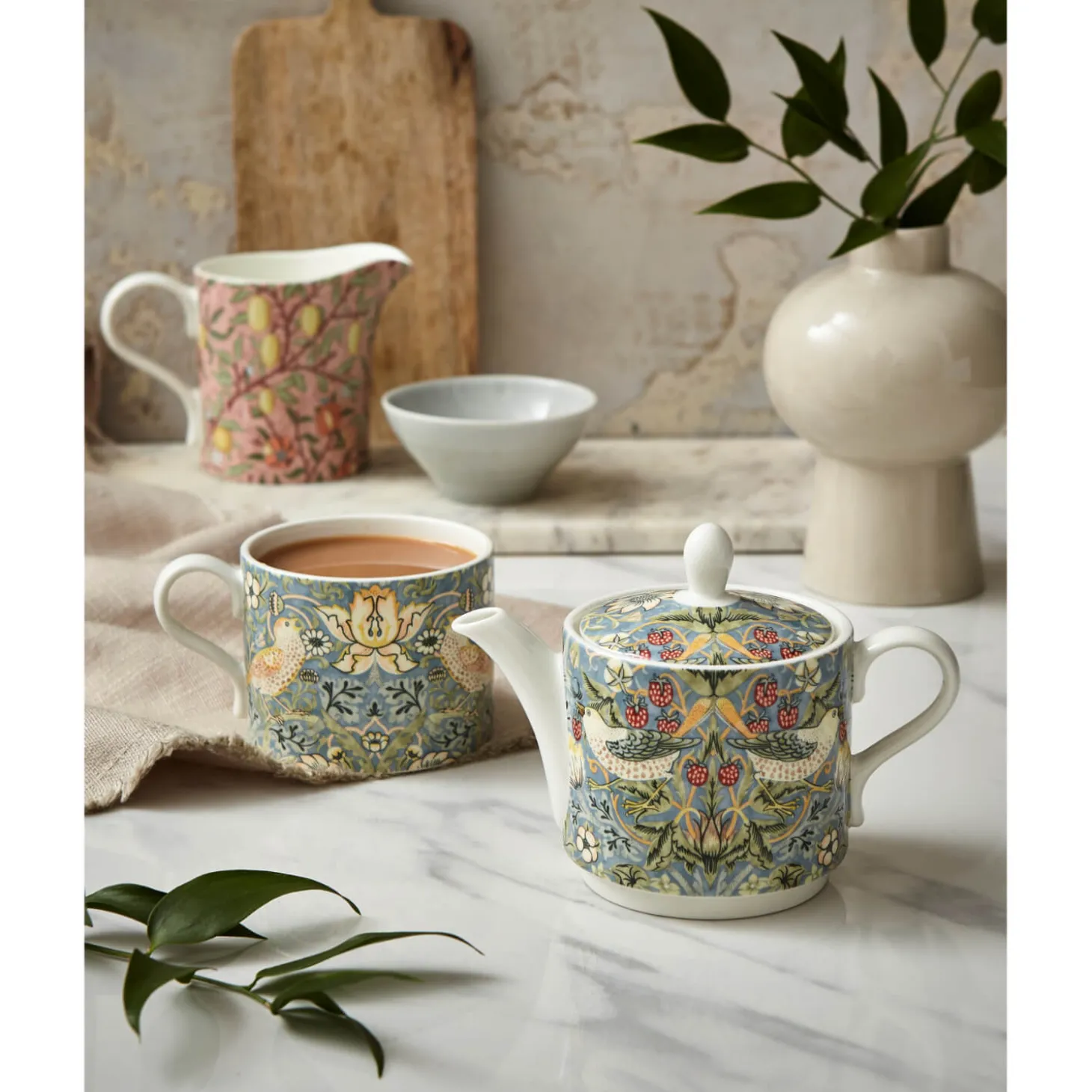 Morris & Co Porcelain Tea For One - Strawberry Thief