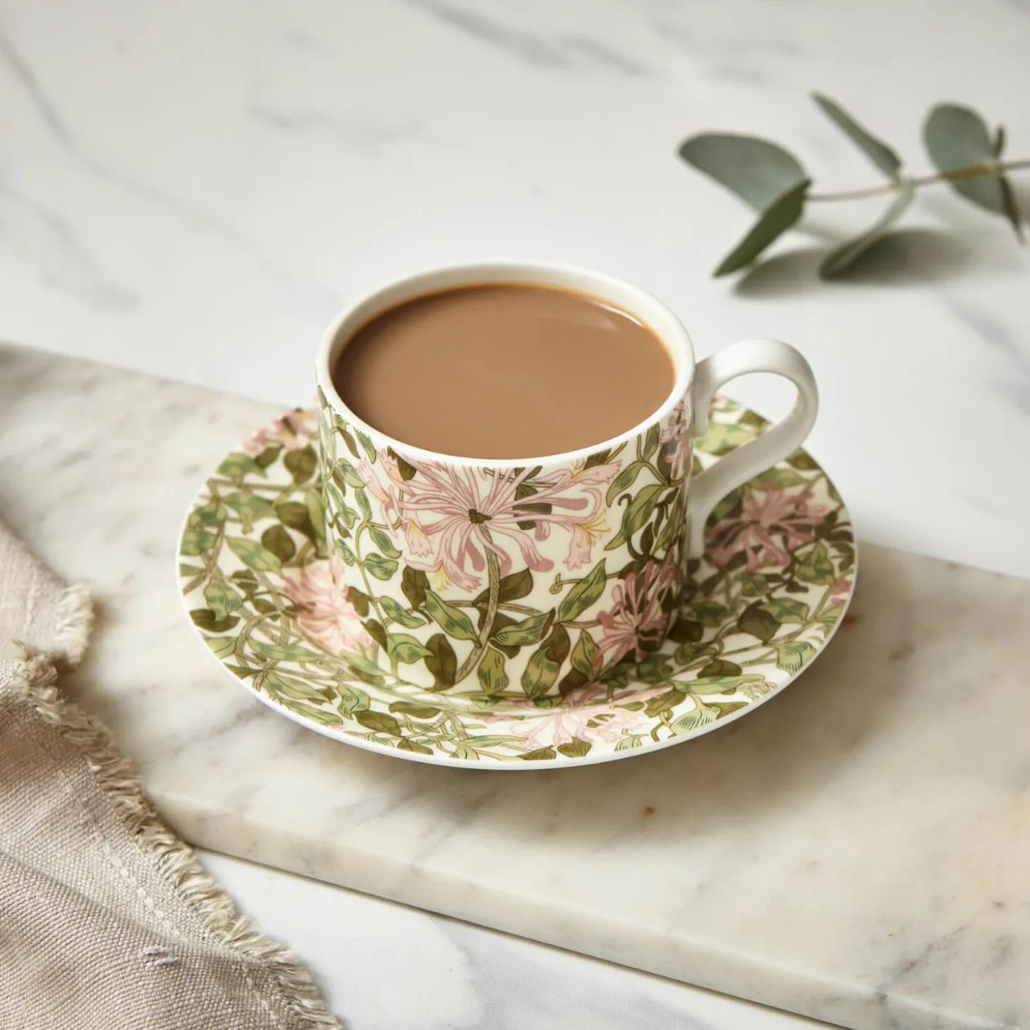 Morris & Co Porcelain Tea Cup & Saucer - Honeysuckle