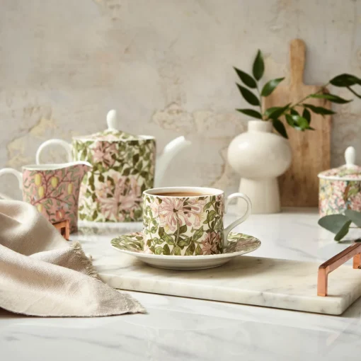 Morris & Co Porcelain Tea Cup & Saucer - Honeysuckle