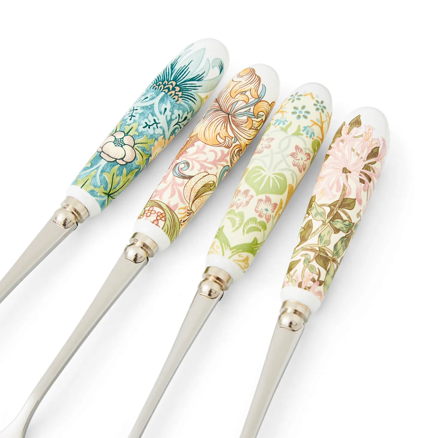Morris & Co Set Of Four Pastry Forks With Porcelain Handle