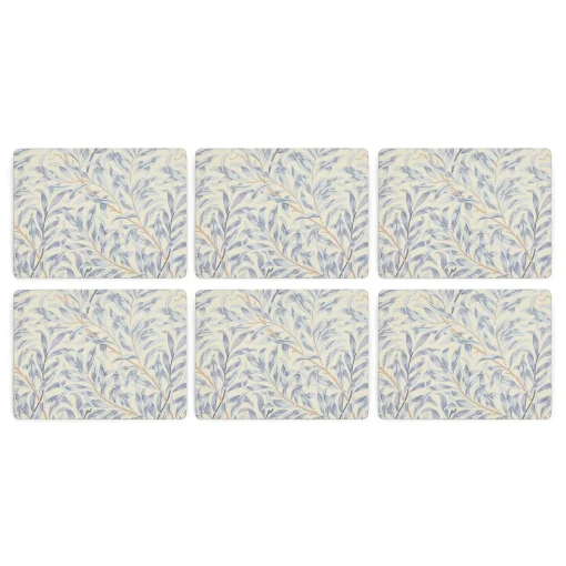 Morris & Co Willow Bough Set Of Six Placemats - Blue