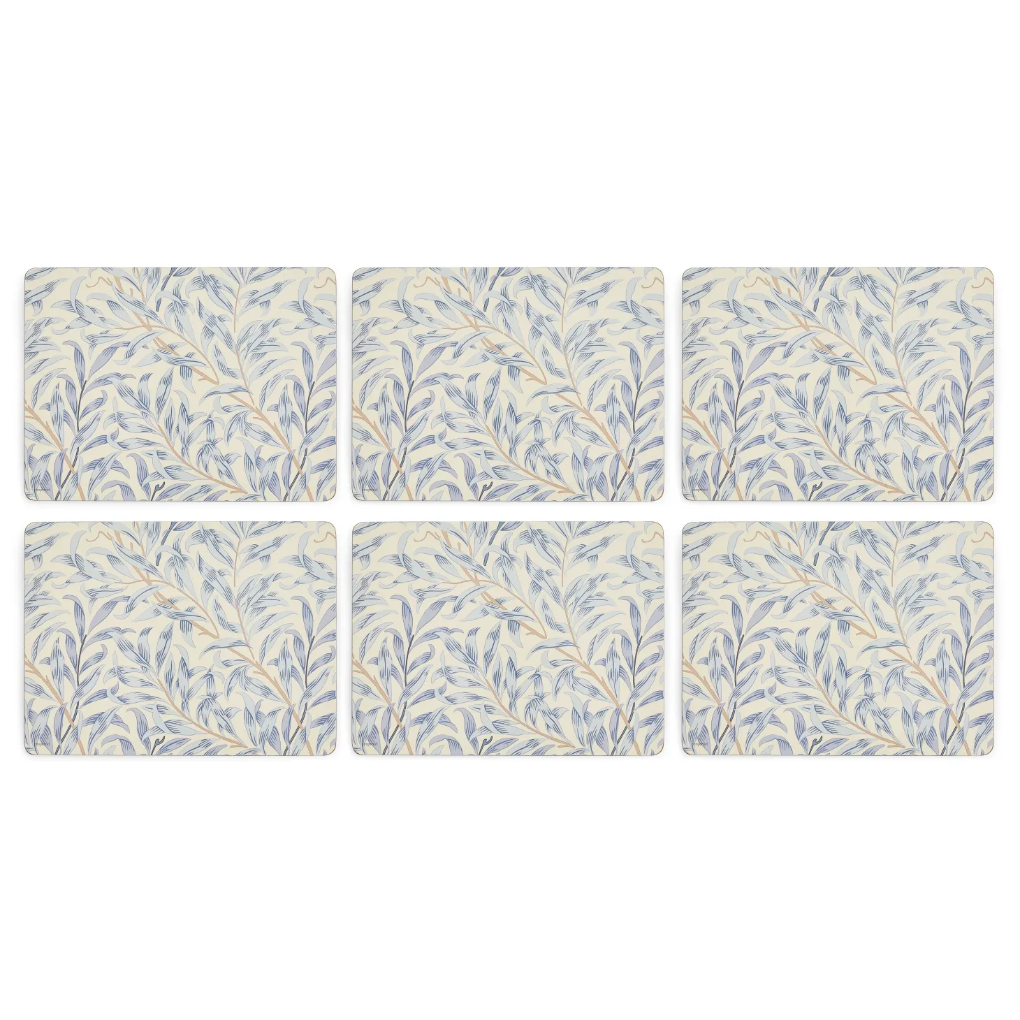 Morris & Co Willow Bough Set Of Six Placemats - Blue