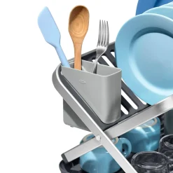 OXO Good Grips Aluminium Fold Flat Dish Rack - Grey