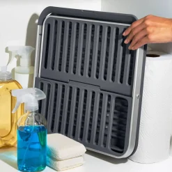 OXO Good Grips Aluminium Fold Flat Dish Rack - Grey