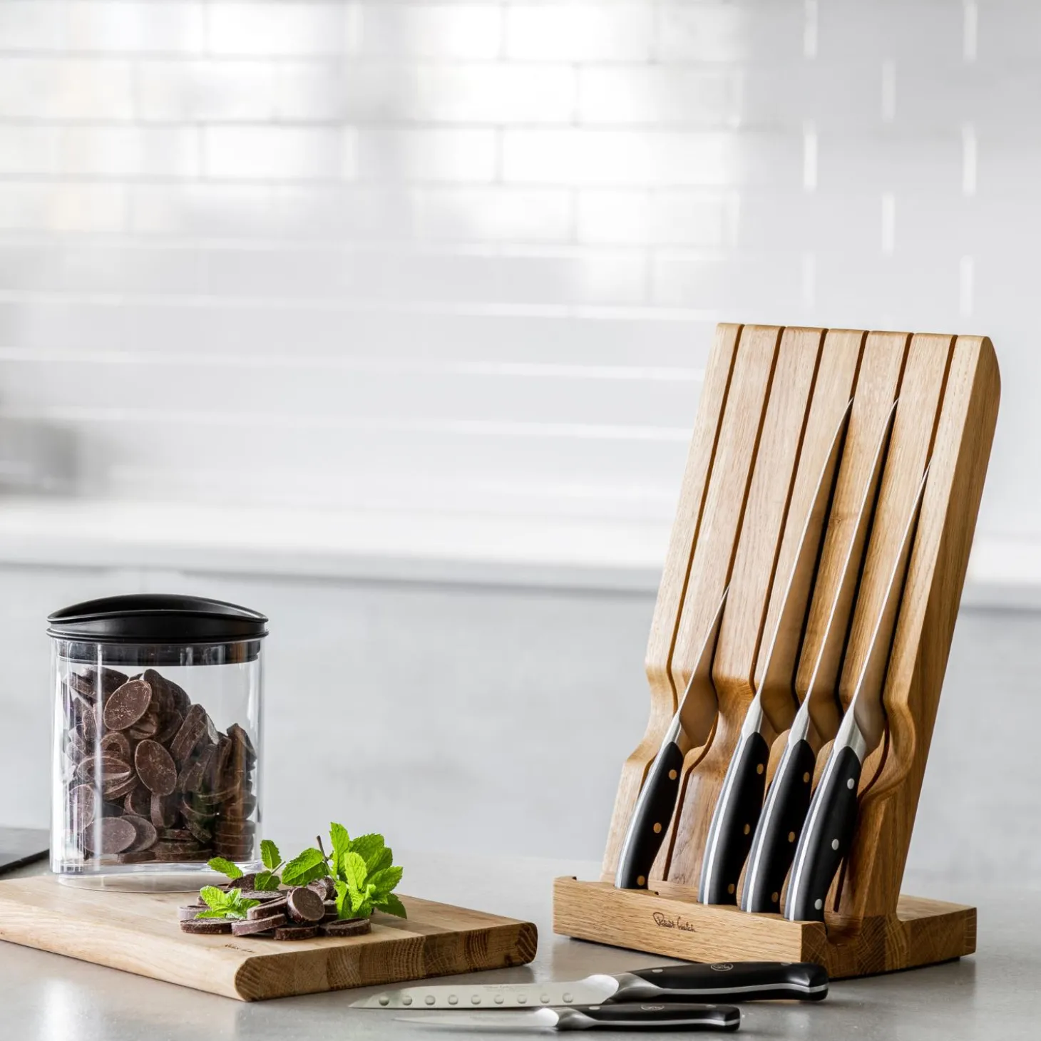 Robert Welch Professional V Angle 7-Piece Knife Block & Signature Handheld Sharpener Set
