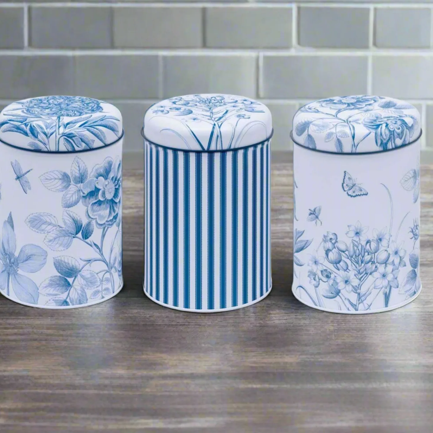 Sanderson Set Of 3 Caddies - Etchings & Roses