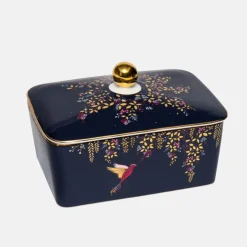 Sara Miller London Chelsea Covered Butter Dish - Navy Hummingbird