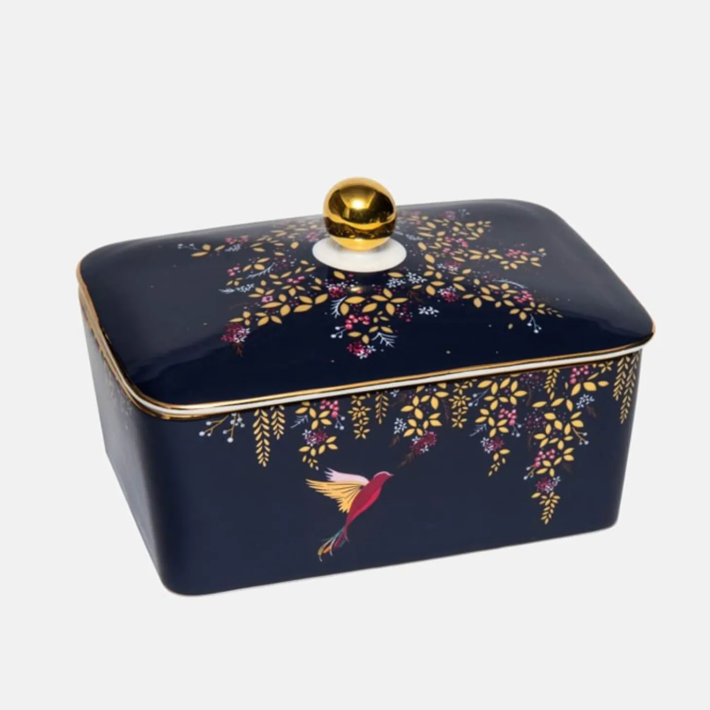 Sara Miller London Chelsea Covered Butter Dish - Navy Hummingbird