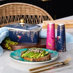 Sara Miller London Chelsea Covered Butter Dish - Navy Hummingbird