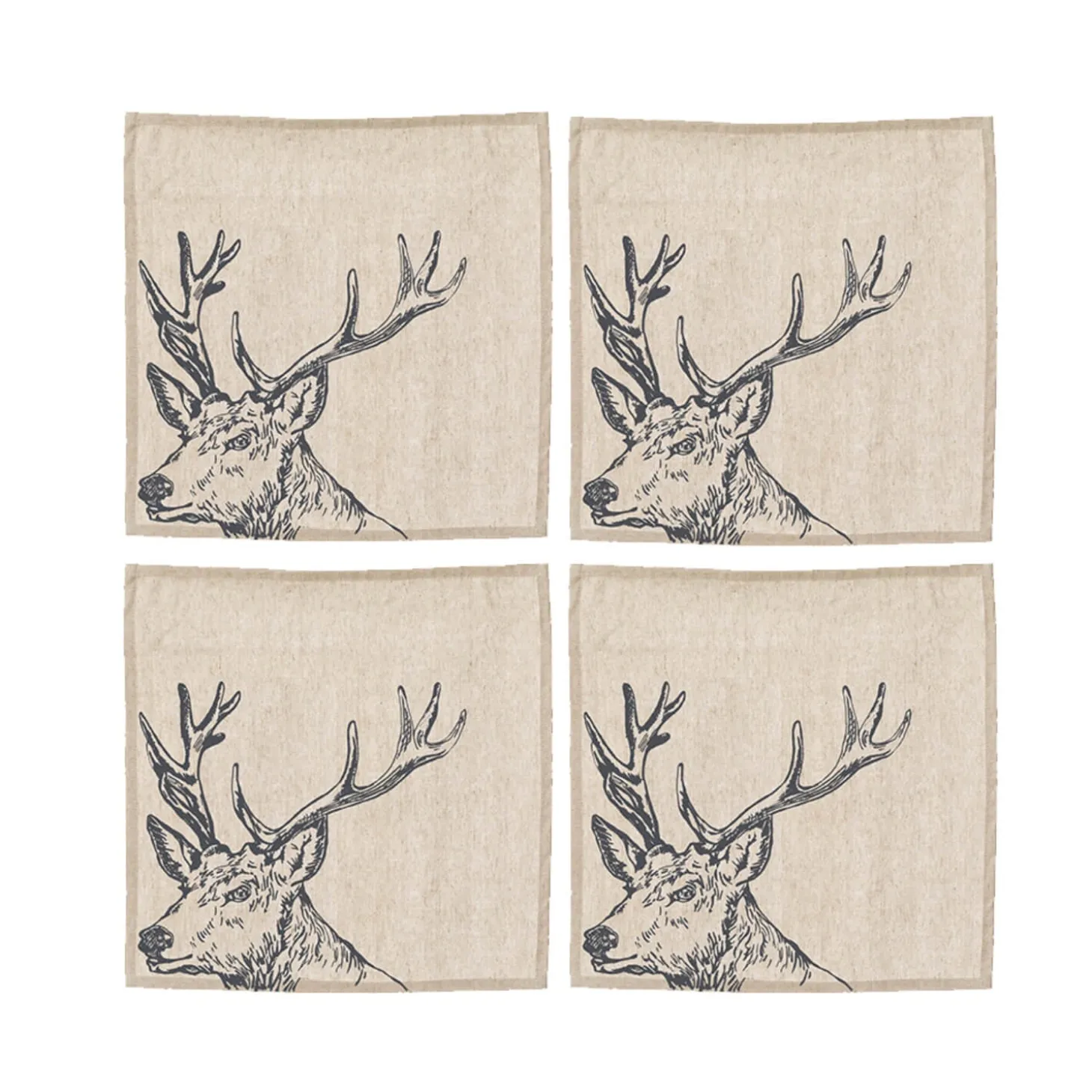 Selbrae House Set of 4 Linen Napkins - Stag