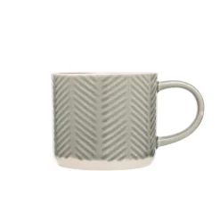 Siip Embossed Chevron Stoneware 300ml Mug - Grey