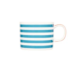 Siip Horizontal Stripe Short China 300ml Mug - Blue