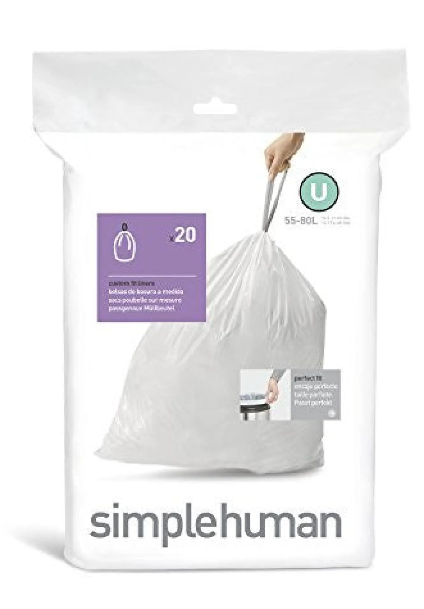 Simplehuman Code U Custom Fit Bin Liners - Pack of 20