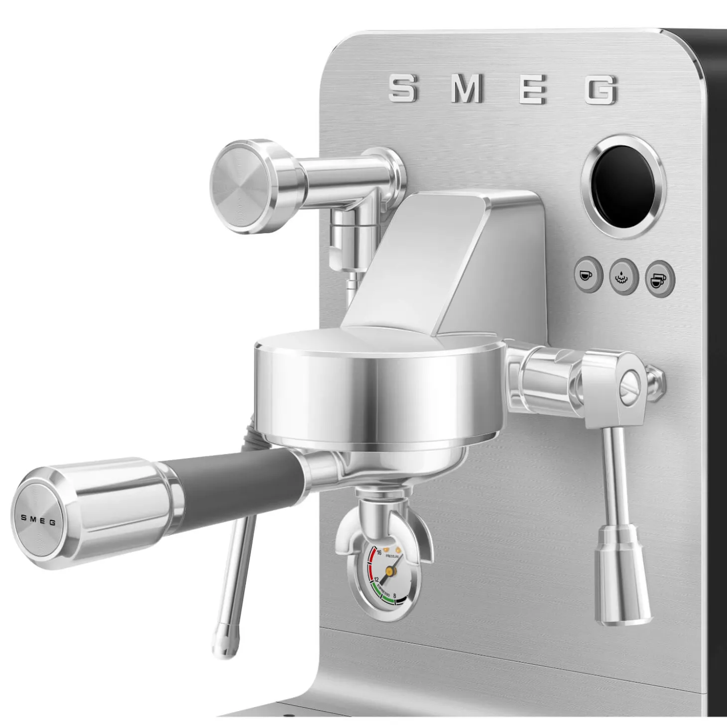 Smeg EMC02BLMUK Mini Pro Espresso Matte Black Coffee Machine & CGF02SSUK Mini Pro Stainless Steel Coffee Grinder