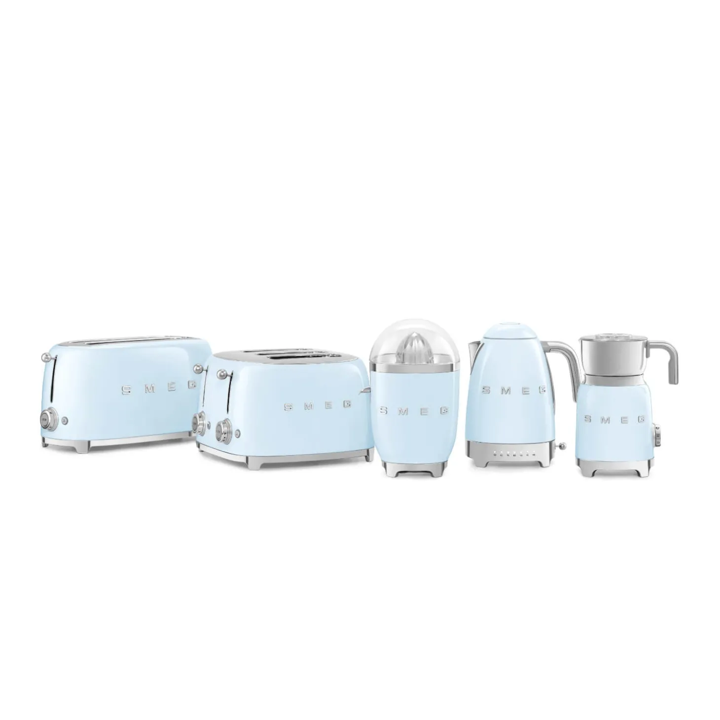Smeg Jug Kettle & 4 Slice Toaster Set - Pastel Blue