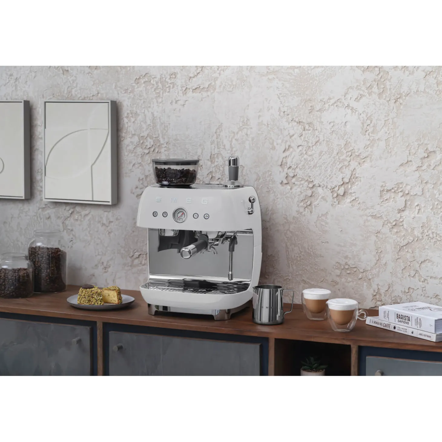 Smeg 50s Style Retro EGF03 Bean-to-Cup Espresso Coffee Machine - White